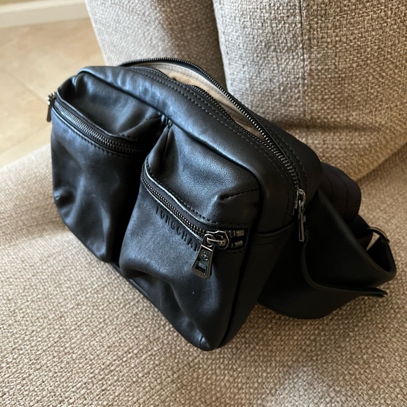 Longchamp Le Pliage Cuir Leather Black Belt Bag - Picture 2 of 13